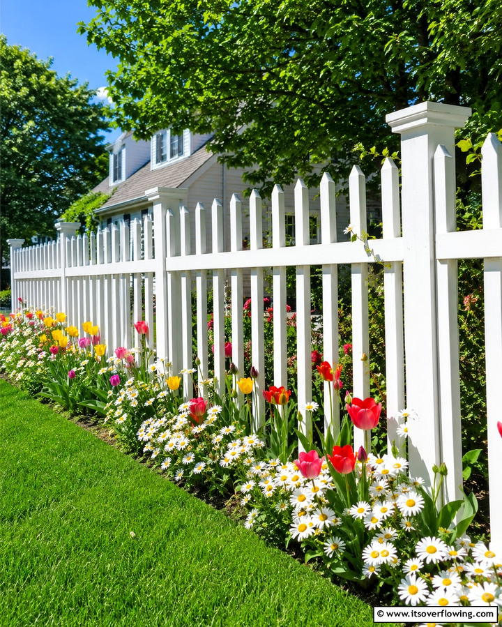 Classic White Picket Fence - 25 Fence Painting Ideas to Refresh Your Outdoor Space
