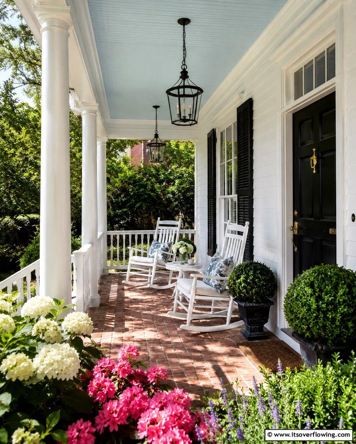 Classic White Rocking Chairs - 25 Colonial Front Porch Ideas for Timeless Charm