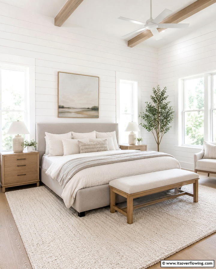 Classic White Shiplap Walls - 25 Shiplap Bedroom Ideas for a Cozy and Chic Retreat