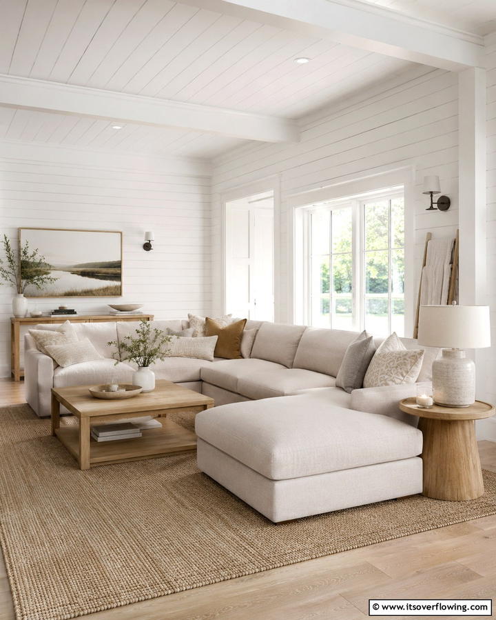 Classic White Shiplap Walls - 25 Shiplap Living Room Ideas for a Rustic Charm