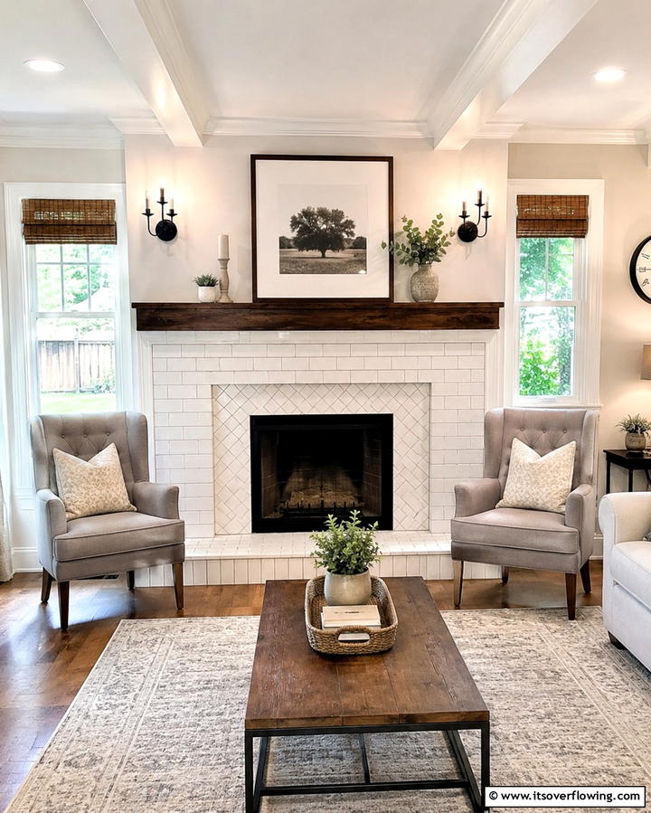 Classic White Subway Tiles - 25 Farmhouse Fireplace Tile Ideas for a Rustic Look