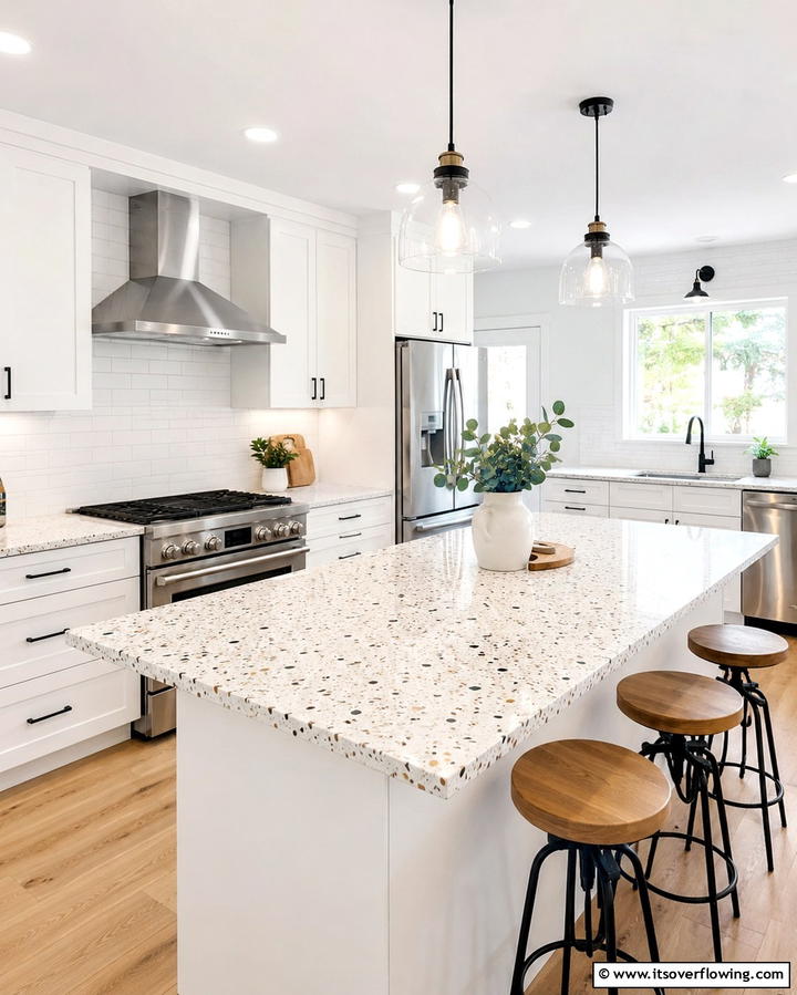 Classic White Terrazzo Countertops - 20 Terrazzo Kitchen Countertops for a Unique Look
