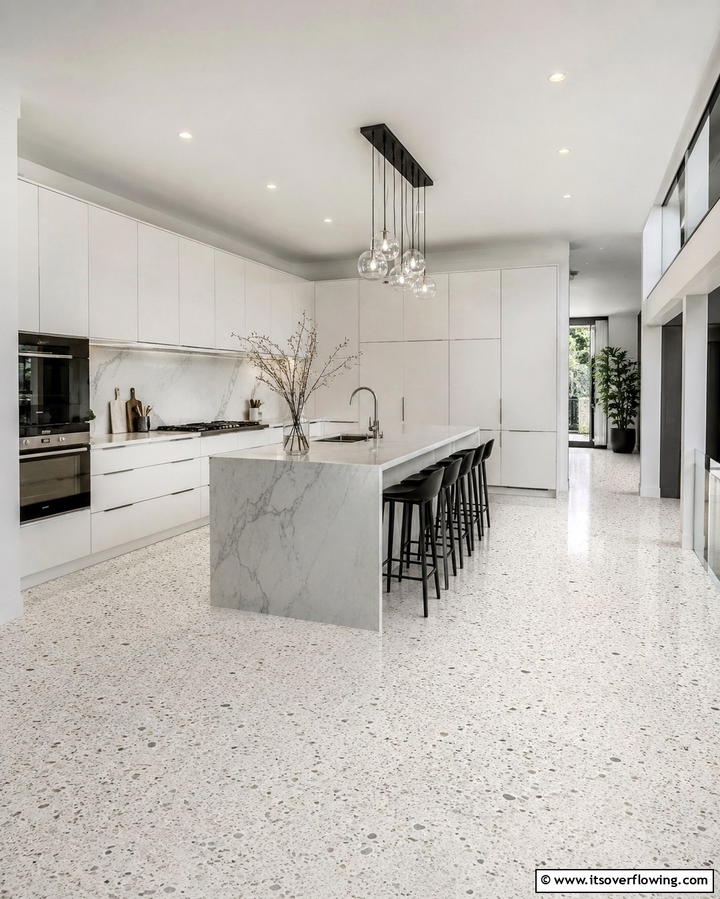 Classic White Terrazzo Flooring - 25 Terrazzo Kitchen Floor Ideas for a Unique Look