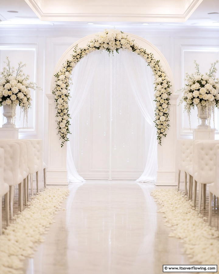 Classic White Wedding Arch - 21 Beautiful Wedding Arch Ideas for Ceremony Backdrops