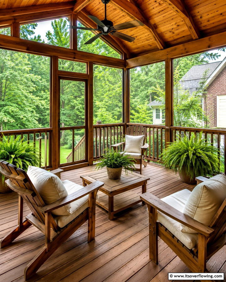 Classic Wood Framed Screened Deck - 30 Screened-in Deck Ideas for Bug-Free Outdoor Living