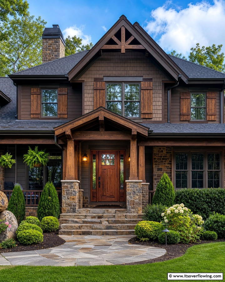 Classic Wood Stained Door - 20 Brown House Front Door Colors for a Warm Welcome