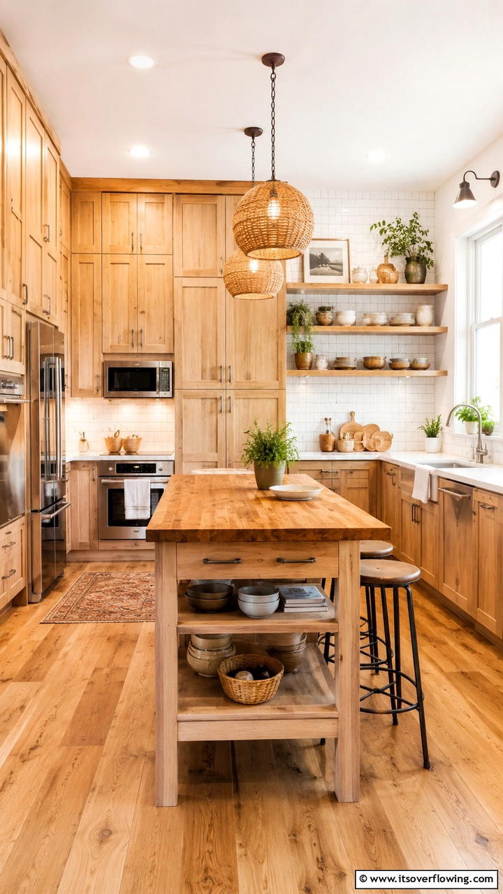 Classic Wooden Cabinet Warmth - 30 Cottage Kitchen Ideas for Cozy, Charming Farmhouse Style