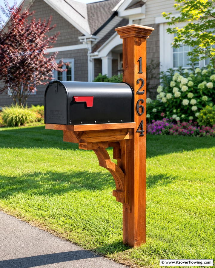 Classic Wooden Mailbox Post - 25 Unique Mailbox Post Ideas to Boost Curb Appeal
