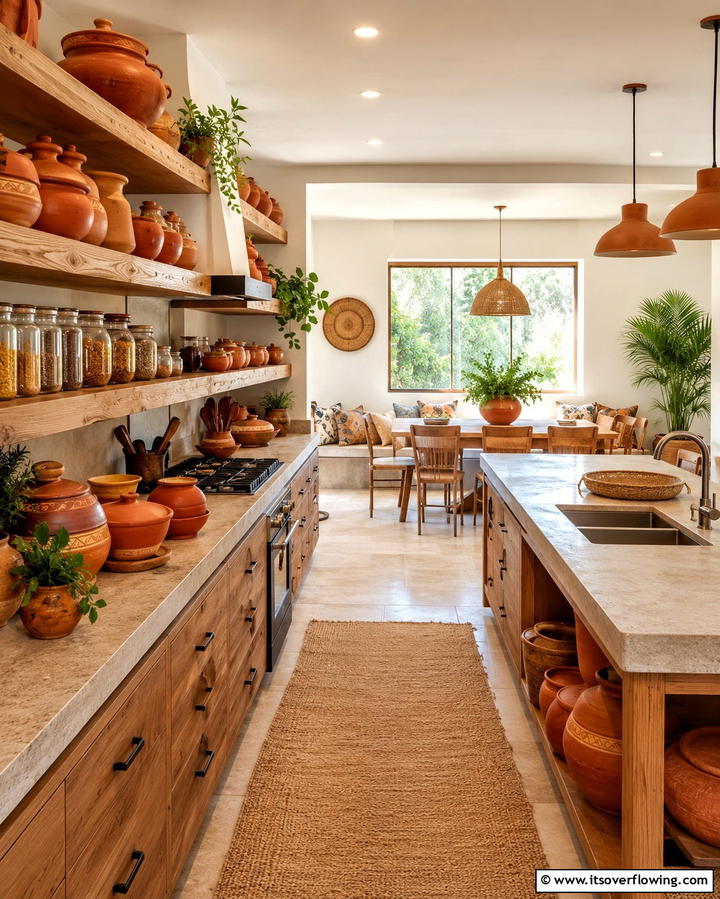Clay Pot Displays - 25 Earthy Kitchen Ideas for a Natural Look