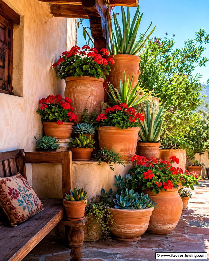 Clay Pots and Planters - 25 Spanish Style Patio Ideas for Outdoor Living