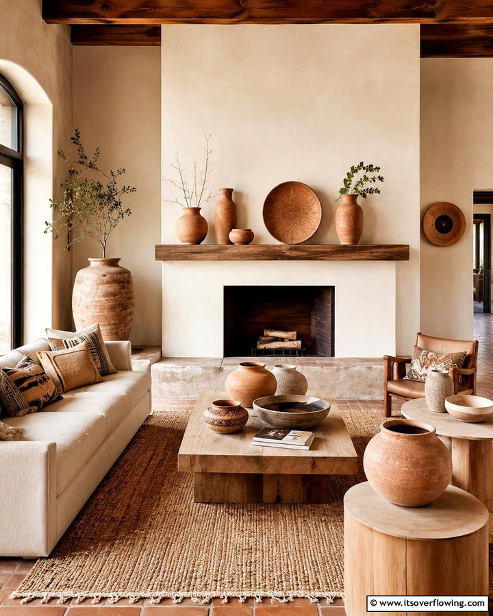 Clay Pottery for Artistic Flair - 30 Warm Southwestern Living Room Decor Concepts
