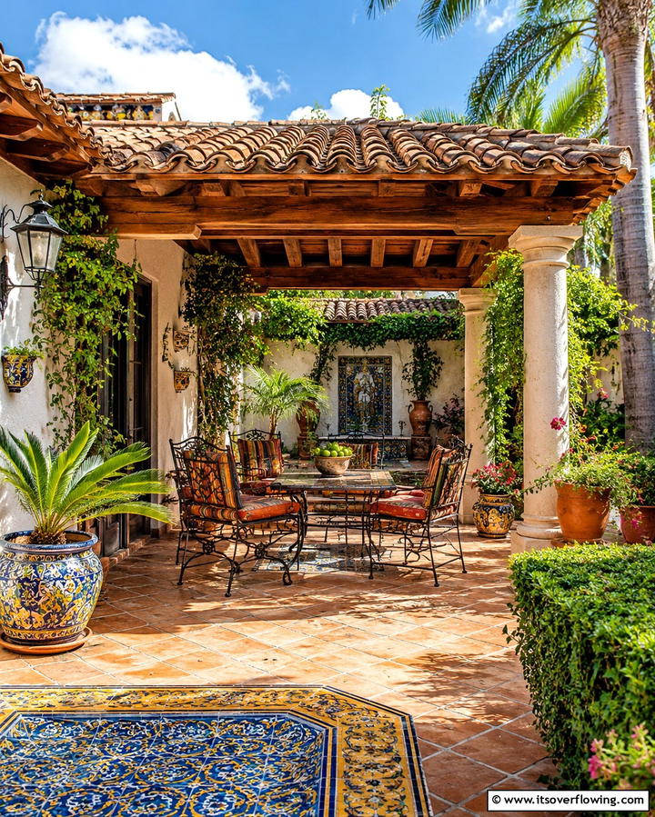Clay Roof Tiles - 20 Spanish Courtyard Ideas for a Serene Outdoor Space