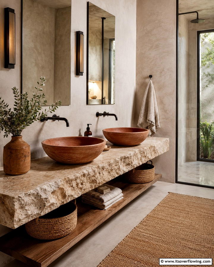 Clay Vessel Sinks - 25 Natural Bathroom Ideas for a Spa-Like Retreat at Home