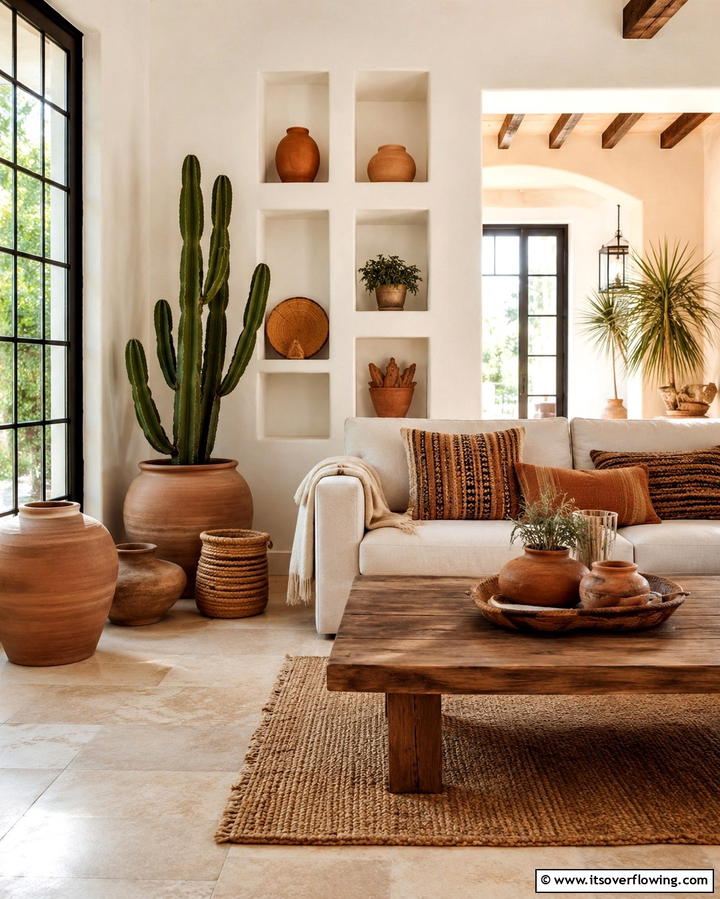 Clay and Terracotta Decor - 25 Southwest Living Room Ideas for a Cozy Vibe