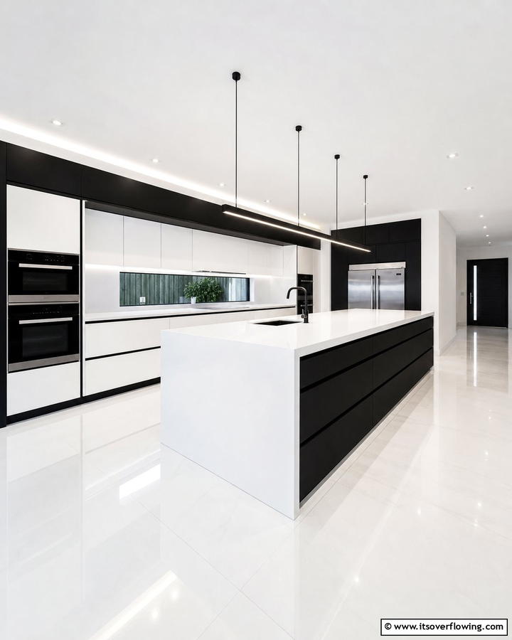 Clean Crisp Lines - 21 Striking Black & White Kitchen Ideas for Bold Spaces