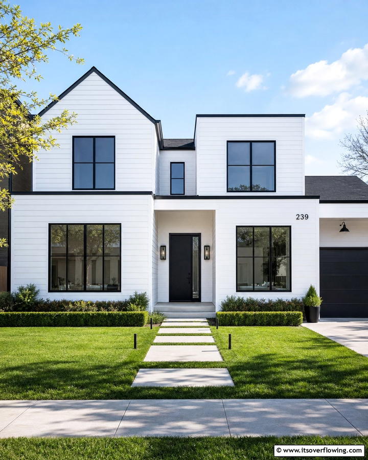 Clean Lines and Minimalist Details - 21 Modern Farmhouse Exterior Ideas to Boost Curb Appeal