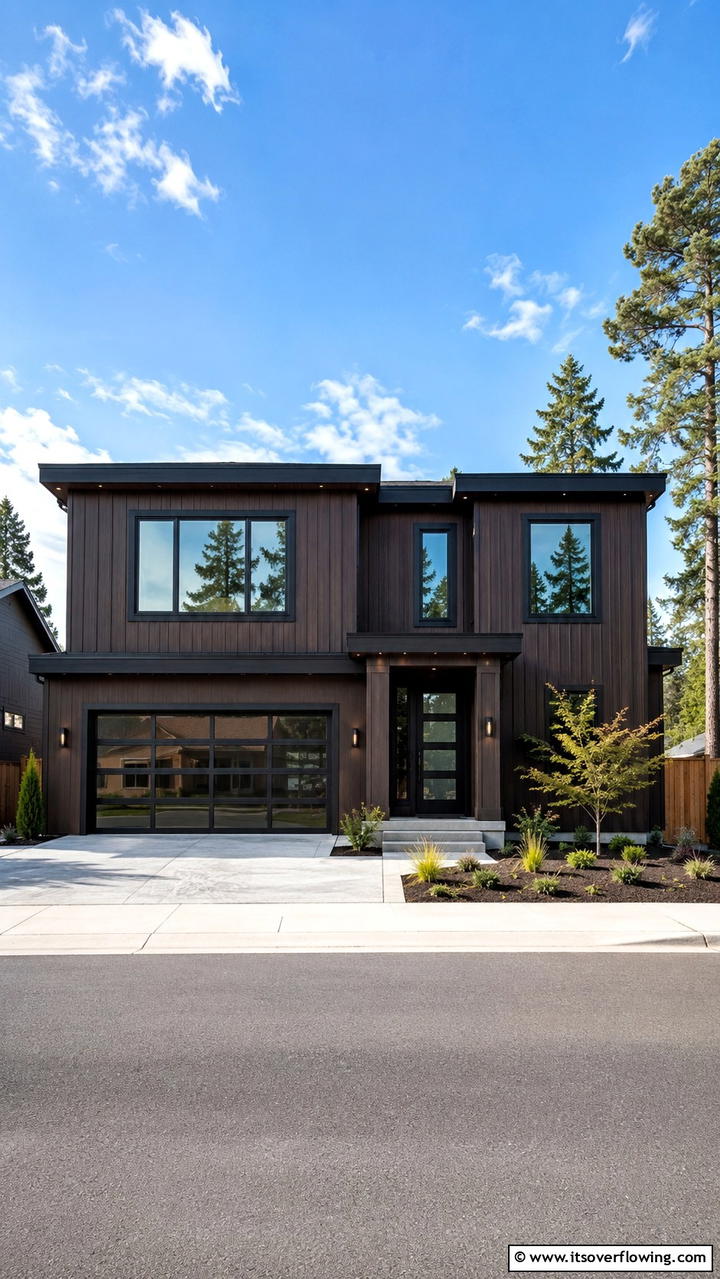 Clean Structural Lines - 30 Dark Brown House With Black Trim Exterior Design Ideas