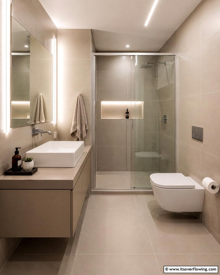 Clean and Crisp Lines - 30 Beige Bathroom Ideas for Timeless and Serene Design Schemes