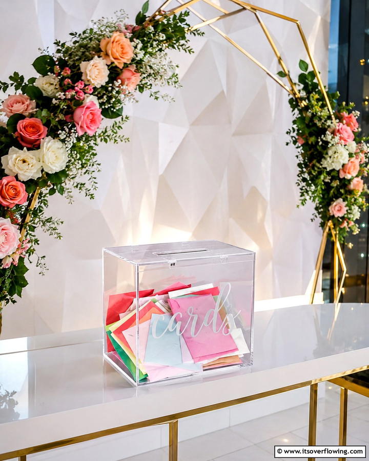 Clear Acrylic Card Box - 30 Creative Wedding Card Box Designs for Guests