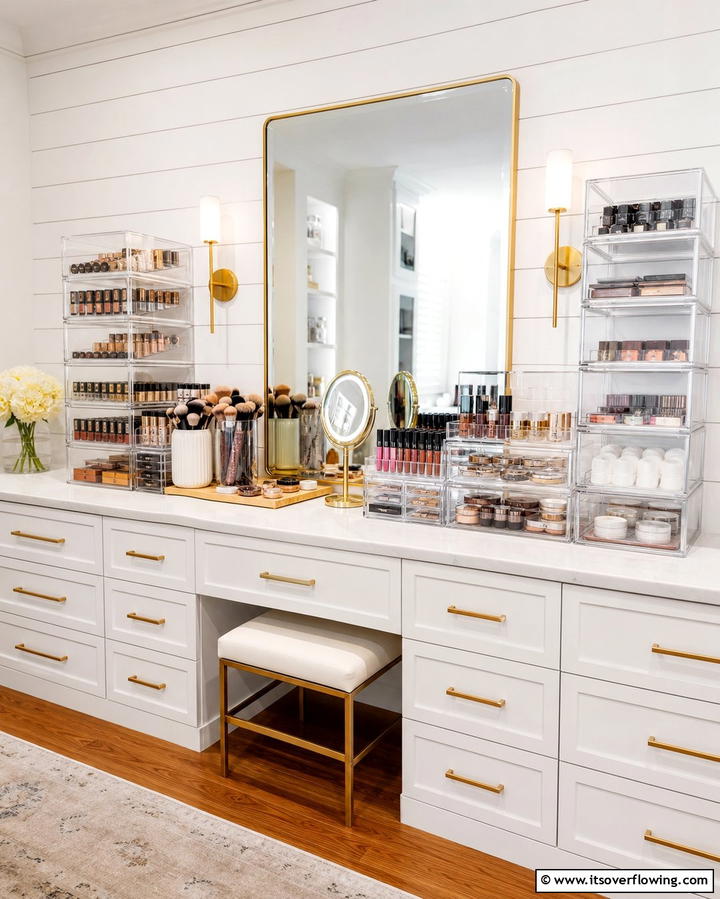 Clear Acrylic Containers for Visibility - 25 Vanity Organization Ideas for a Clutter-Free Space