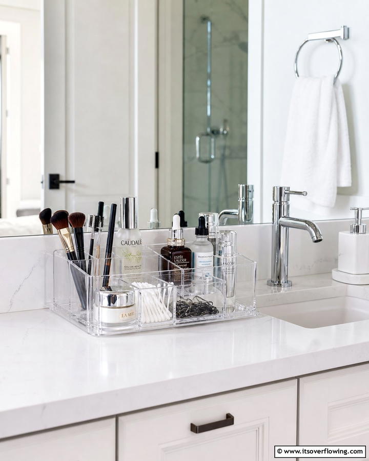 Clear Acrylic Organizers for a Sleek Look - 25 Bathroom Counter Organization Ideas for a Clutter-Free Space