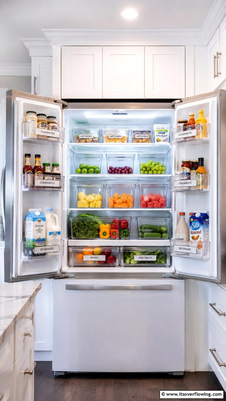 Clear Bin Categorization - 30 Fridge Organization Ideas for Efficient Storage