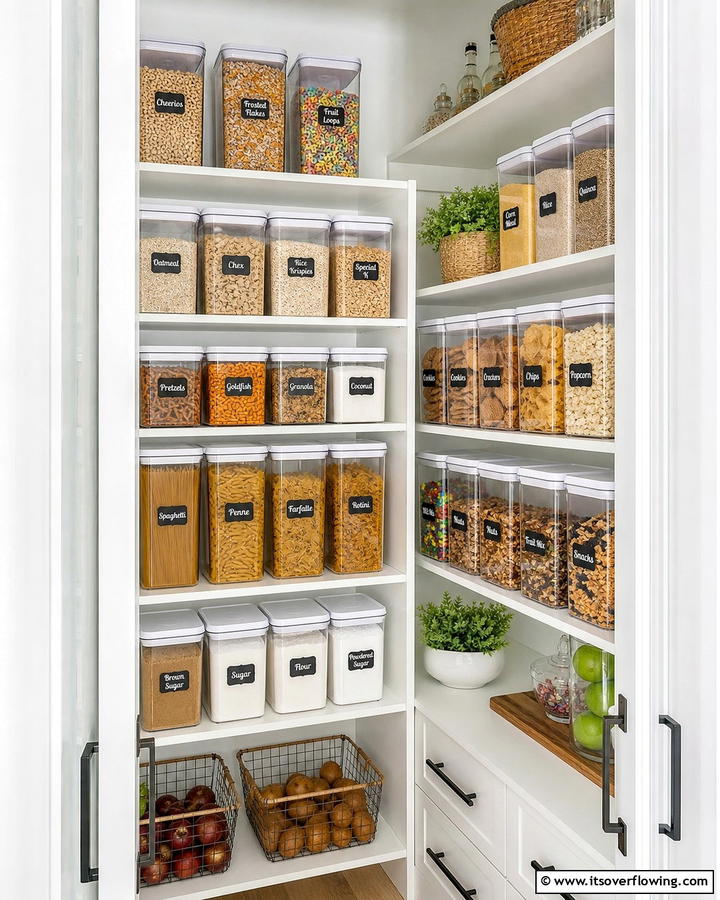 Clear Container Solutions - 21 Larder Cupboard & Pantry Ideas for Organized Kitchens