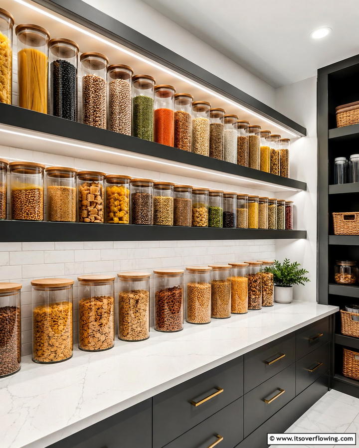 Clear Containers for a Streamlined Look - 25 Small Pantry Ideas to Maximize Your Storage Space