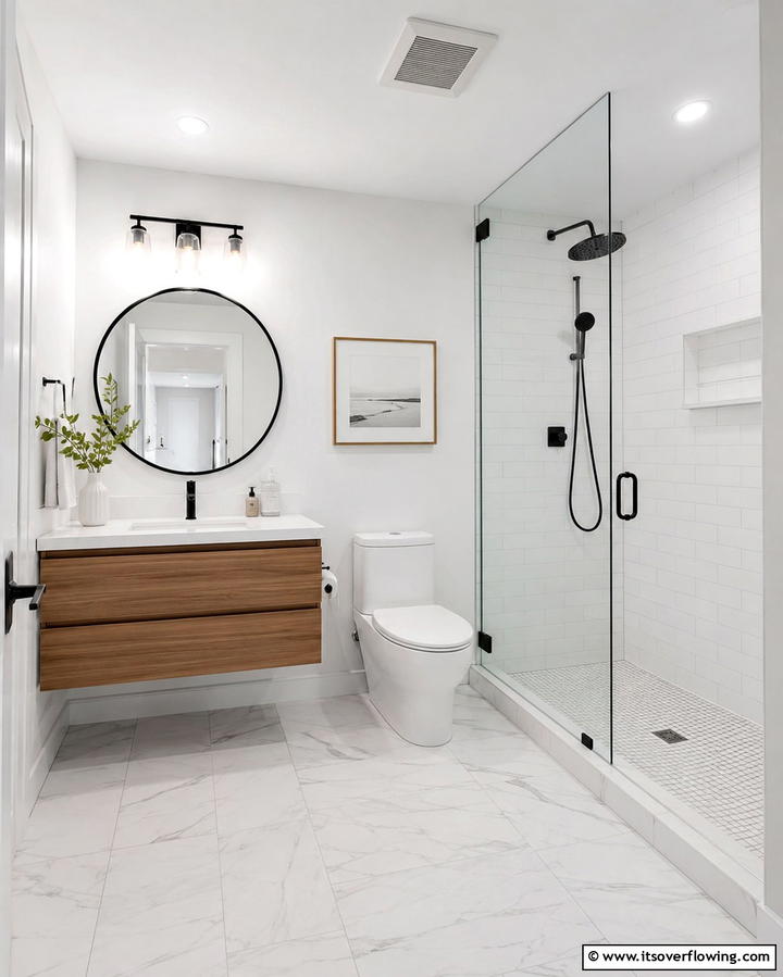 Clear Glass Dividers - 25 Small Bathroom Walk-in Shower Ideas for Modern Homes