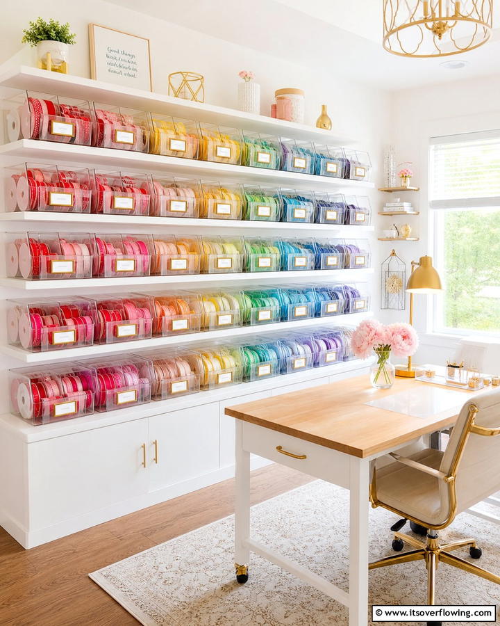Clear Plastic Bins with Dividers - 20 Ribbon Storage Ideas- Organize Your Craft Supplies