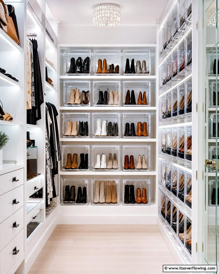 Clear Plastic Boot Boxes for Visibility - 25 Creative Boot Storage Ideas for Organized Homes