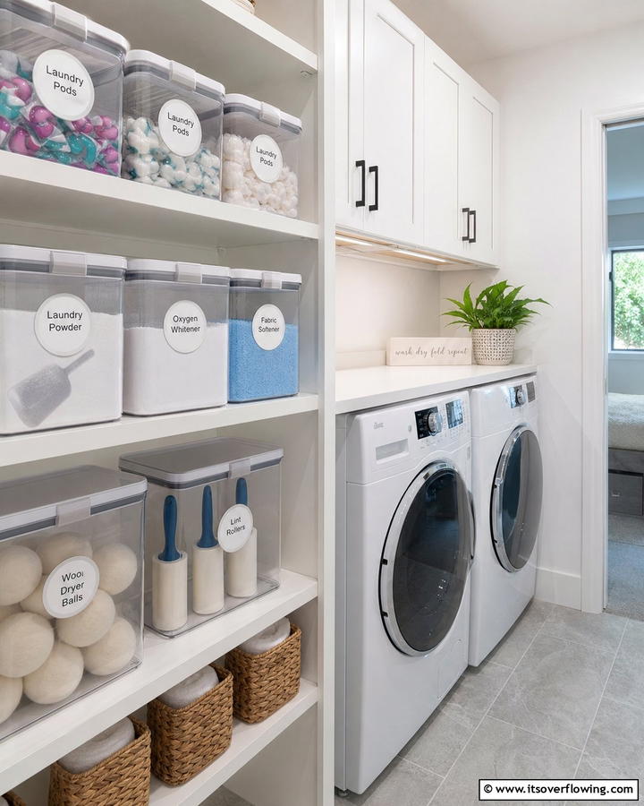 Clear Plastic Containers - 20 Laundry Detergent Storage Ideas for an Organized Space