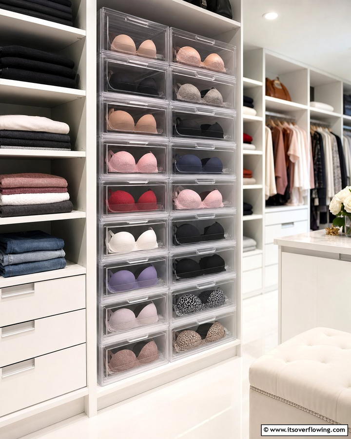 Clear Plastic Drawers - 20 Bra Storage Ideas- Organize Your Intimates