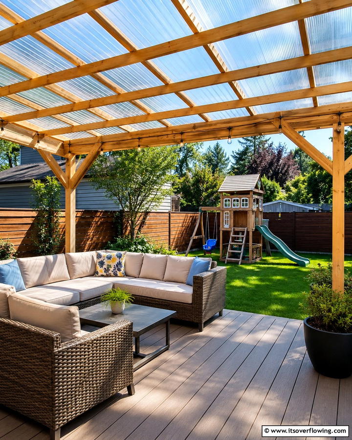 Clear Polycarbonate Roof - 25 Pergola Roof Ideas to Enhance Your Outdoor Living Space