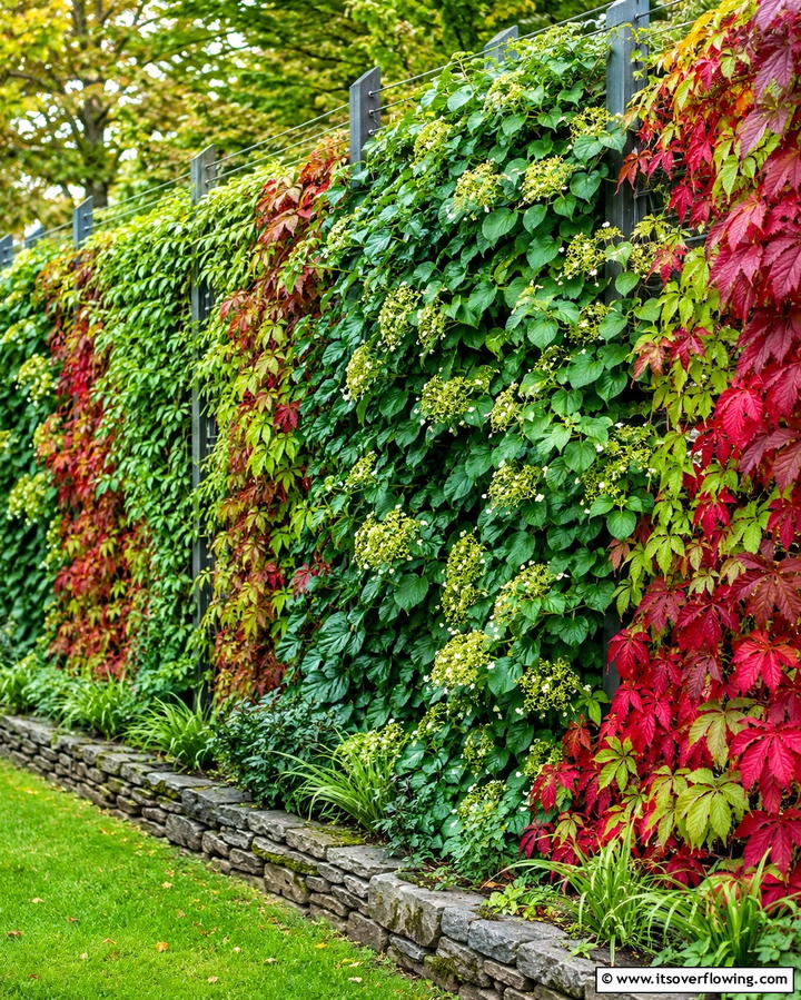 Climbing Vines Display - 30 Simple Fence Line Landscaping Ideas for Curb Appeal