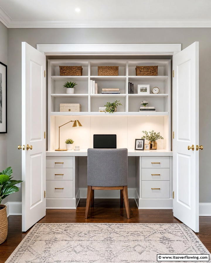 Closet Office Desk - 25 Stylish Built-in Desk Ideas for Your Home Office