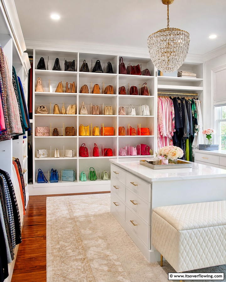 Closet Shelving with Dividers - 17 Purse Storage Ideas for Organized Closets and Entryways