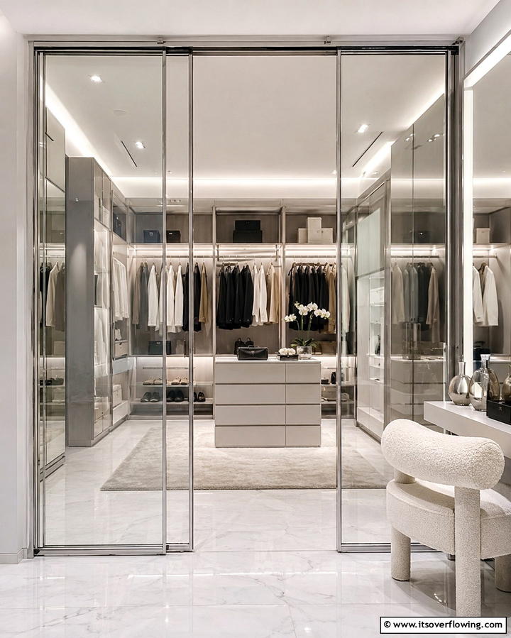 Closet with Sliding Glass Doors - 25 Open Closet Ideas to Maximize Your Space