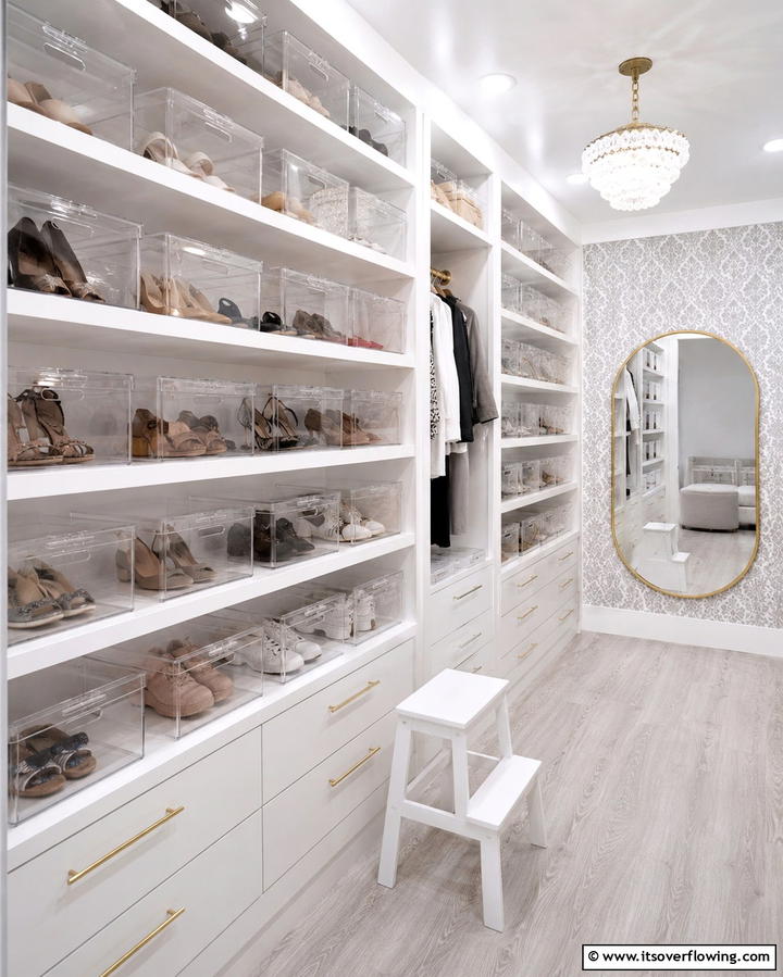 Closet with Transparent Storage Bins - 25 Open Closet Ideas to Maximize Your Space