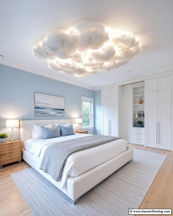 Cloud Inspired Ceiling Lights - 25 Dreamy Cloud-Themed Bedroom Ideas for Relaxation