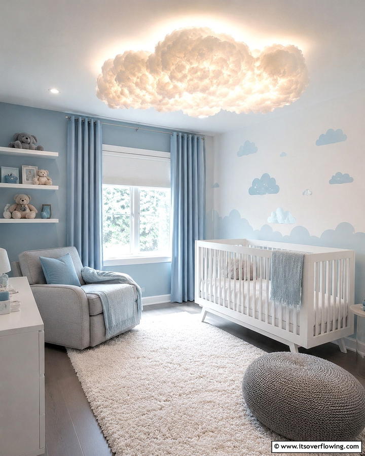 Cloud Inspired Lighting - 30 Nature Themed Nursery Ideas for a Serene Kids Room