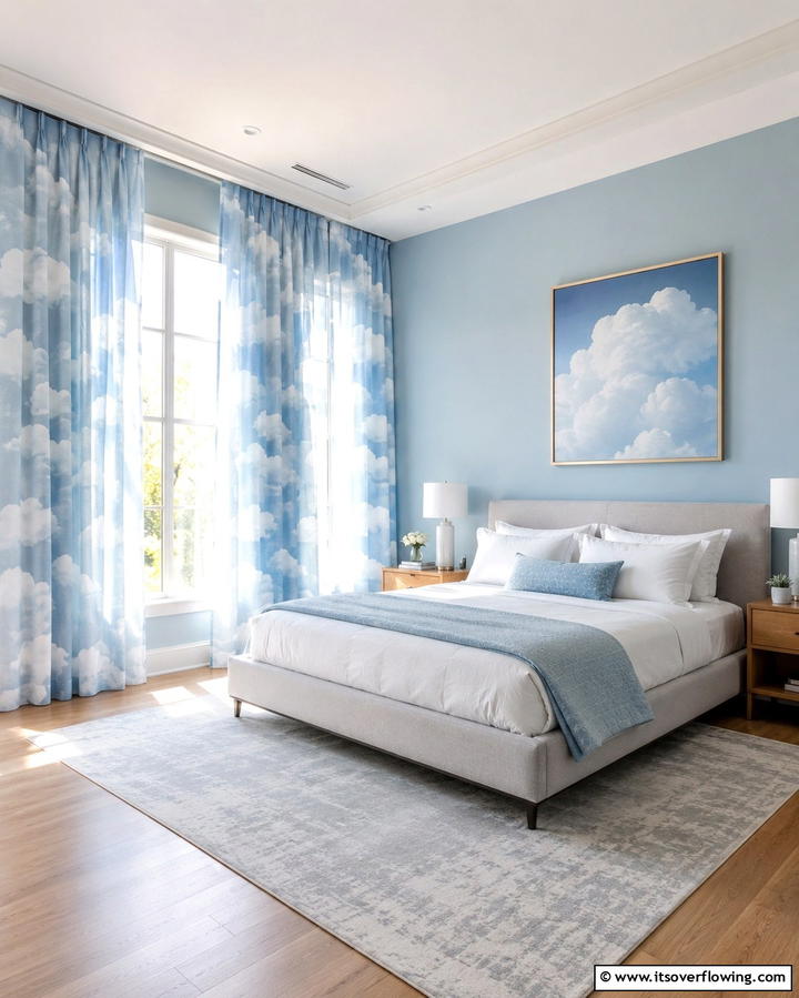 Cloud Motif Curtains - 25 Dreamy Cloud-Themed Bedroom Ideas for Relaxation