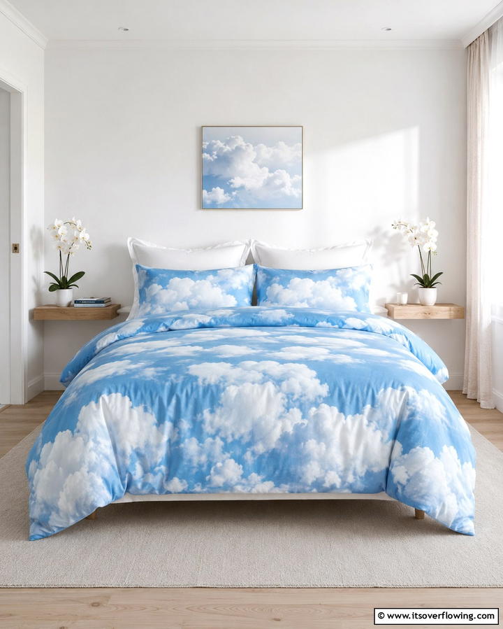 Cloud Patterned Bedding Sets - 25 Dreamy Cloud-Themed Bedroom Ideas for Relaxation