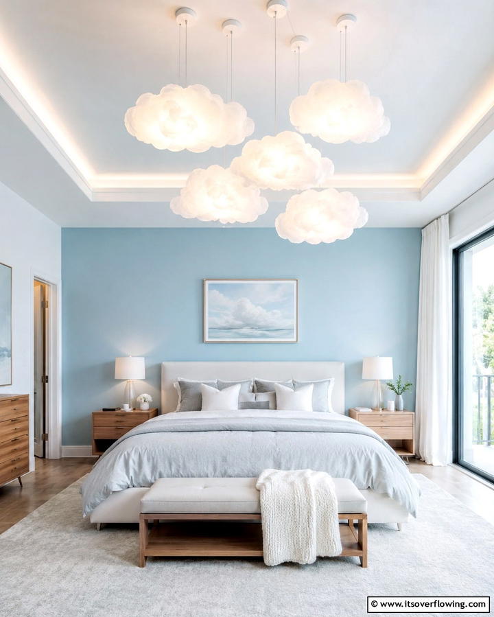 Cloud Shaped Pendant Lights - 25 Dreamy Cloud-Themed Bedroom Ideas for Relaxation