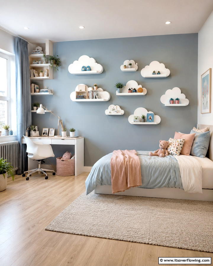 Cloud Shaped Wall Shelves - 25 Dreamy Cloud-Themed Bedroom Ideas for Relaxation