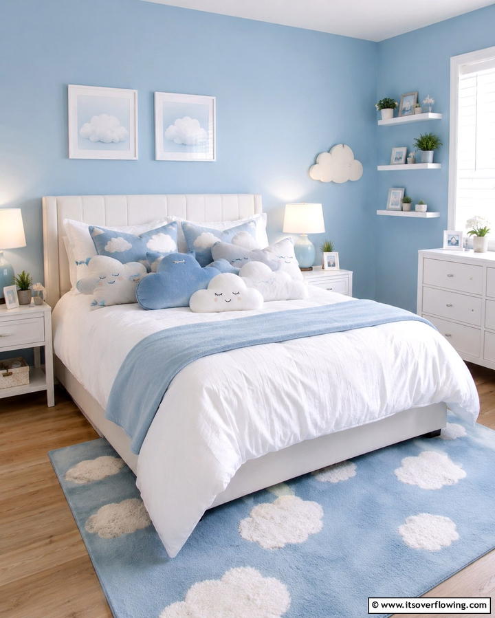Cloud Themed Decorative Pillows - 25 Dreamy Cloud-Themed Bedroom Ideas for Relaxation