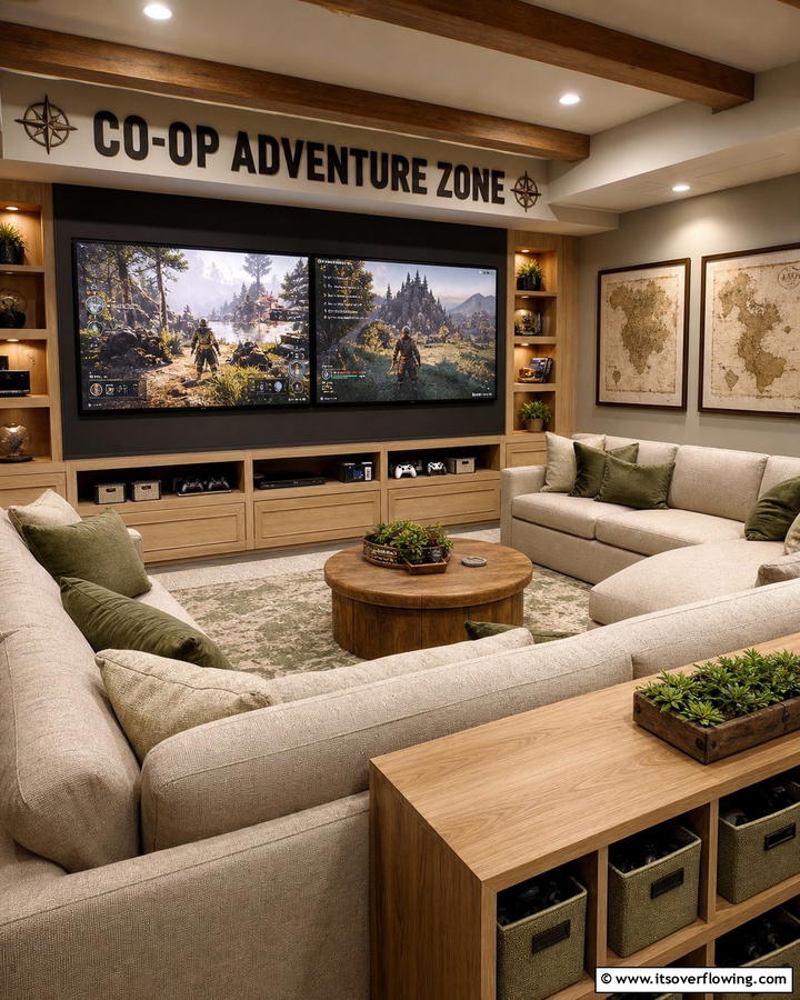 Co op Adventure Zone - 30 Game Room Ideas for Fun Home Entertainment Spaces