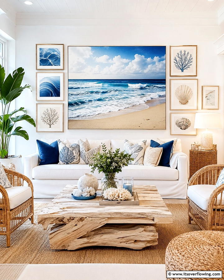 Coastal Artwork - 25 Beach House Living Room Ideas for a Coastal Vibe