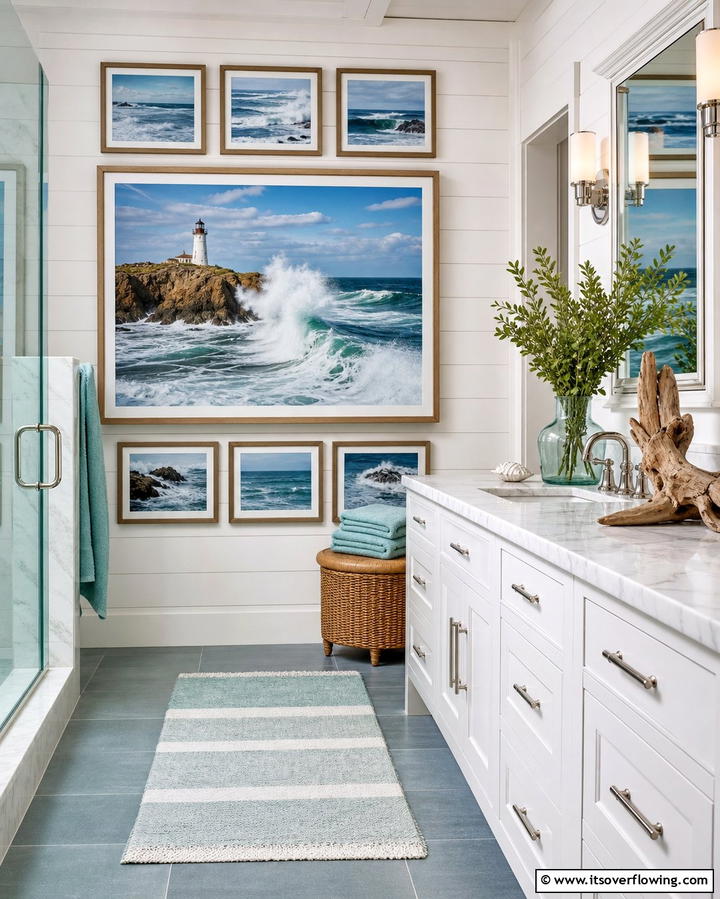 Coastal Artwork - 25 Coastal Bathroom Ideas for a Serene Beach Retreat