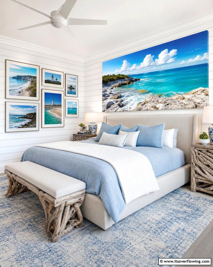 Coastal Artwork and Wall Decor - 21 Coastal Bedroom Ideas for Relaxing Beach Vibes